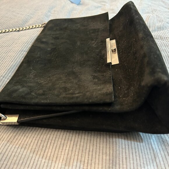 Celine Suede Shoulder Handbag with Silver Chain - Picture 3 of 14